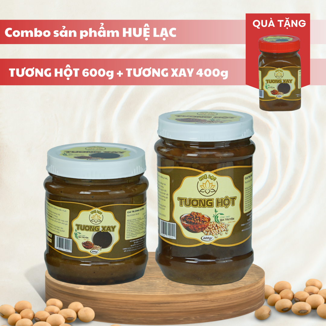 Combo Tương Hột 600gr, Tương Xay 400gr Cao Cấp Huệ Lạc